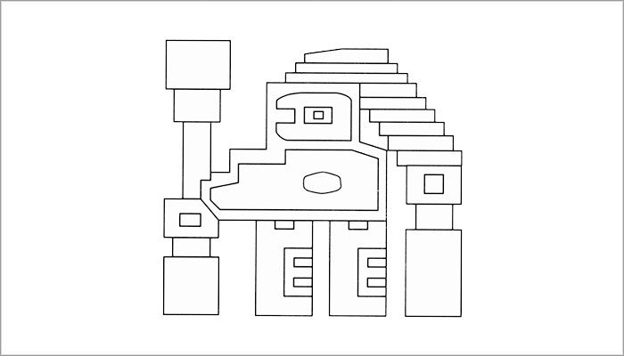 Personaje de perfil con cetro en las manos y turbante (Dibujo, Brugnoli et al. 1997: 35)