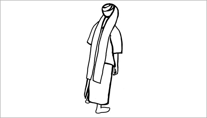 Forma de uso del traje. Dibujo, José Pérez de Arce