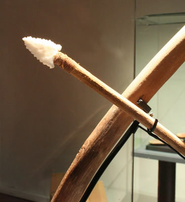 a) Estólica: Lanza-dardos .Madera y gancho de hueso. Costa de Taltal – Pescadores Tempranos. Colección Museo Augusto Capdeville.