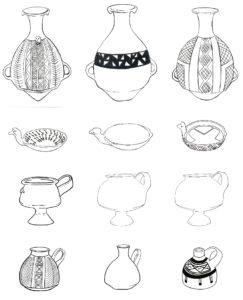 Vajilla Inka imperial (1º columna) y de la provincia del Collasuyu (2º y 3º columna).